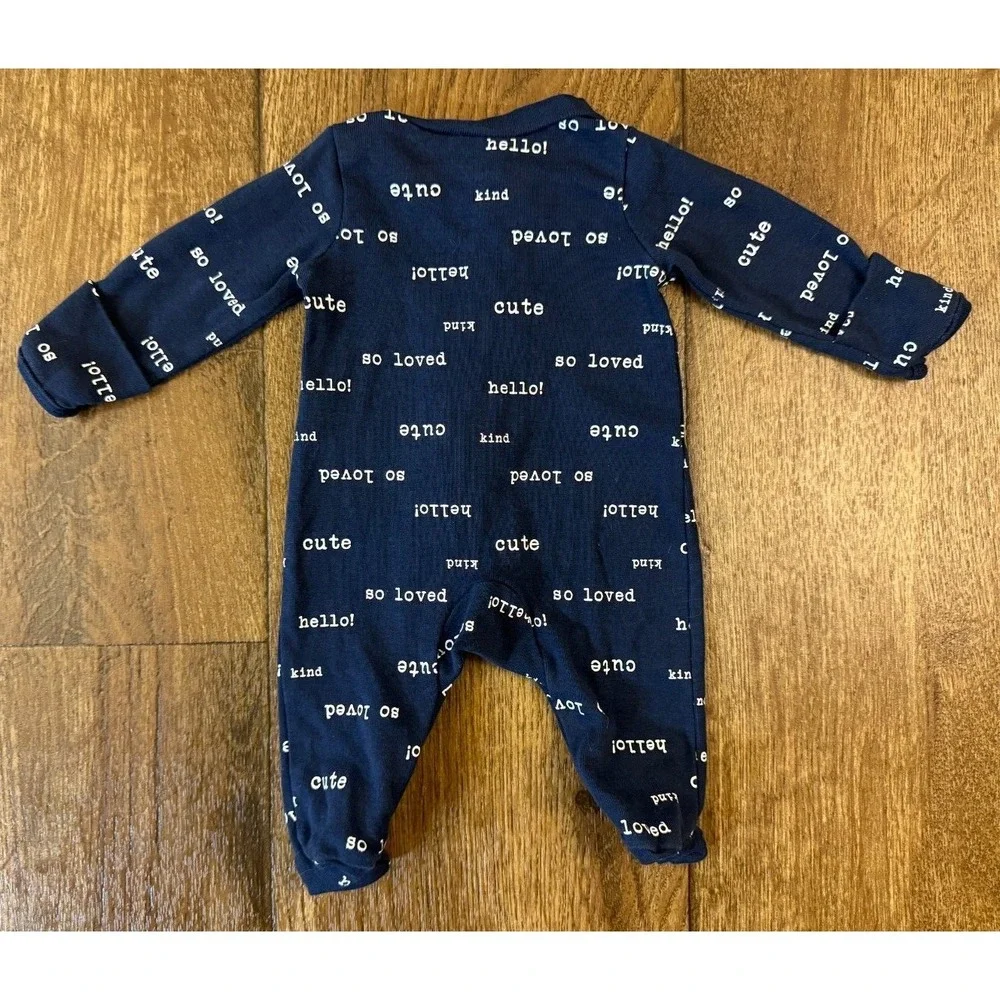 Carters Preemie Baby Boy Sleeper Zipper Navy Blue So Loved Outfit Romper Cotton